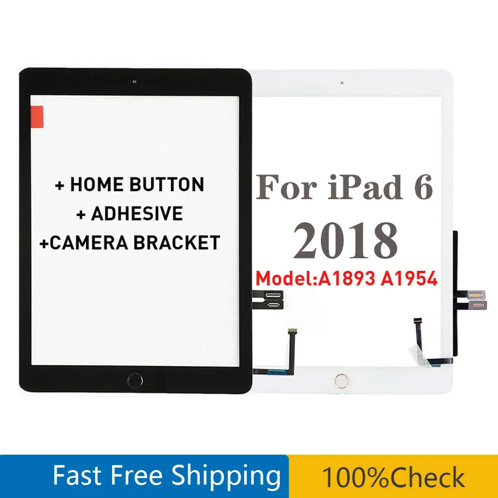 iPad 6 6 6 번째 Gen 2018 버전 A1893 A1954 터치 스크린 디지타이저 iPad 9.7을위한 전면 외부 패널 유리 홈 버튼