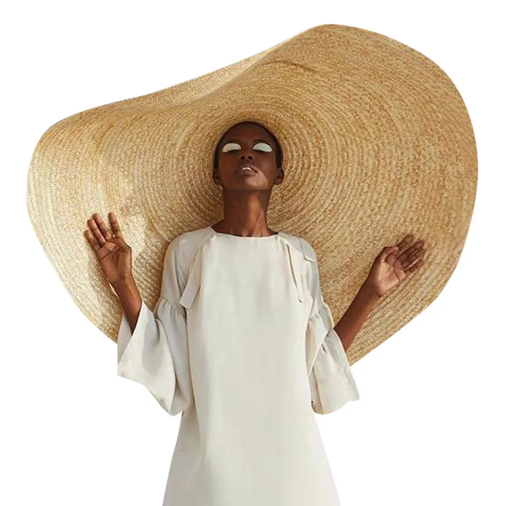SAGACE Woman Fashion Large Sun Hat Beach Anti-UV Sun Protection Foldable Straw Cap Cover Oversized Sunshade Beach Straw Hat 2019 Y200716