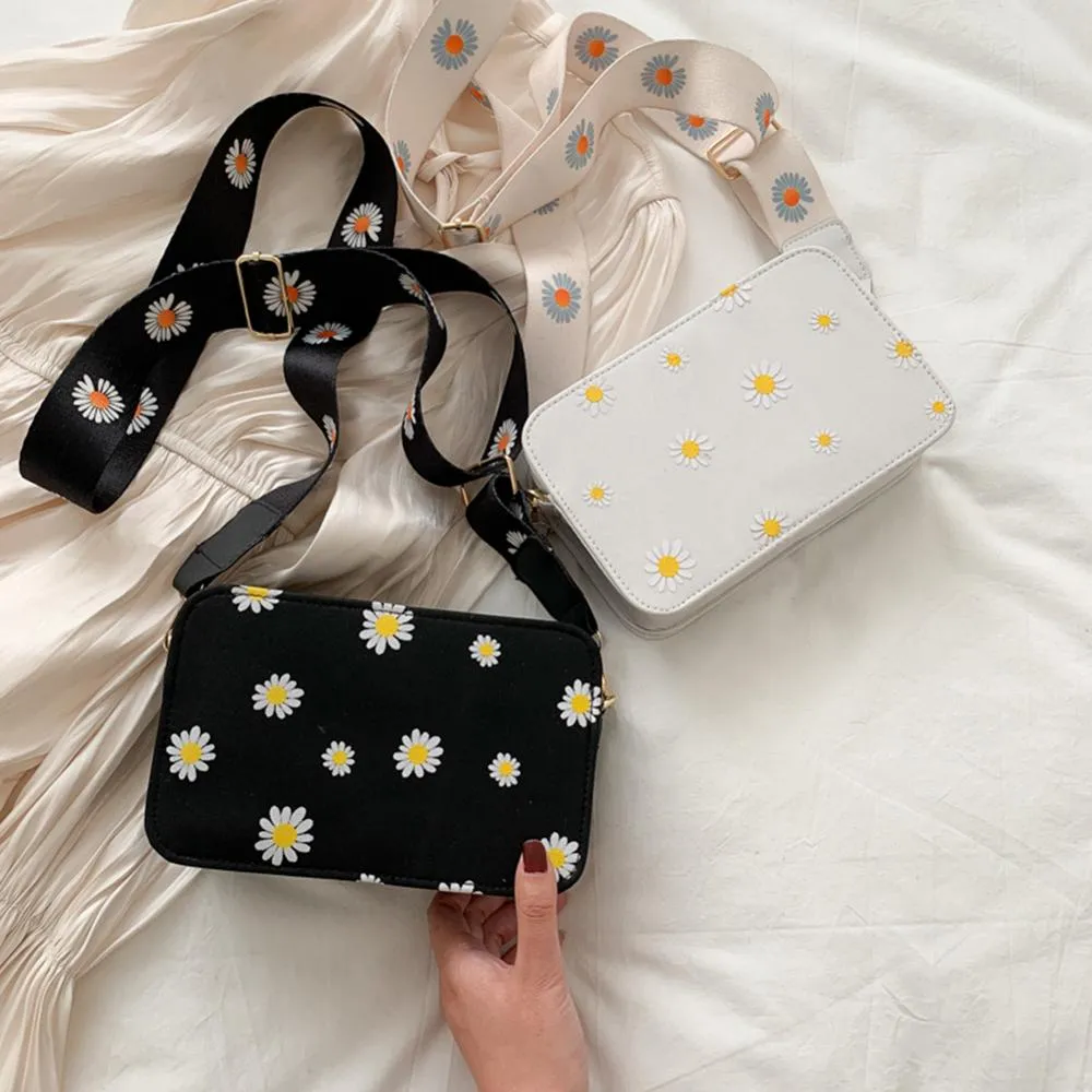 HBP Omuz Çantası Moda Kadınlar Daisy Desen Omuz Çantası Çanta Yaz Baskılı Küçük Kare Çanta Tote Klasik Zarif Crossbody