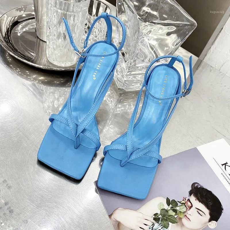 Gladiator Sandals High Heels Shoes Fall Best Street Look Females Square Head Open Toe Clip-On Strappy Sandals Women Shoes1