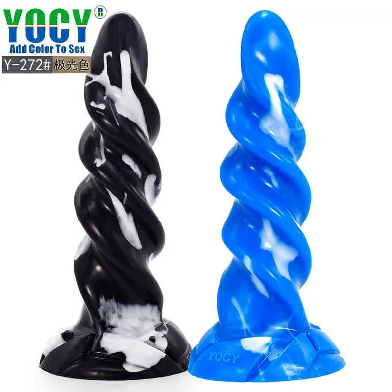 NXY Dildos Anal Toys New Female Spiral Masturbation Stick Suction Cup False Penis Ice Cream Silicone Adult Fun Products 0225