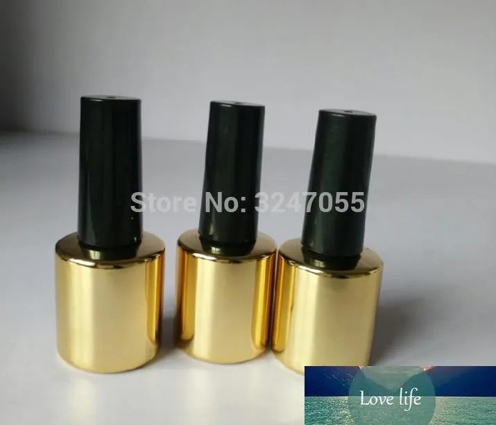 8ml 50pcs Nuovo arrivo elegante bottiglia di smalto in oro con un pennello coperchio, vetro vuoto olio per unghie / contenitore riutilizzabile in colla