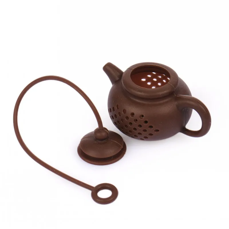 Kreativ matkvalitet Silikon Te Bag Pot Form Tea Filter Säker rengöring Infuser Reaneable Coffee Strain Tea Läcktillbehör