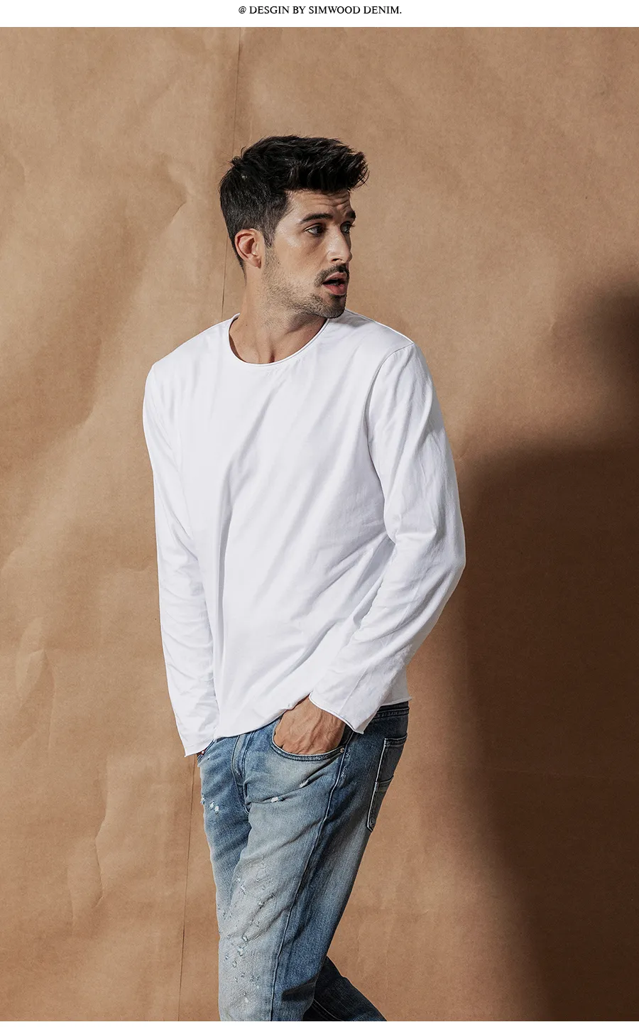 Wholesale SIMWOOD Mens Long Sleeve Solid Dark Green T Shirt Wholesale SIMWOOD Mens Long Sleeve Solid Dark Green T Shirt