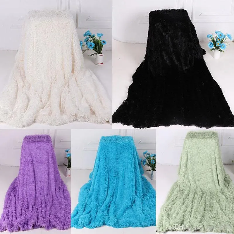 Double-faced Blanket Faux Fur Warm Soft Fluffy Sherpa Throw Blankets for Beds Cover Shaggy Bedspread Multi-colour