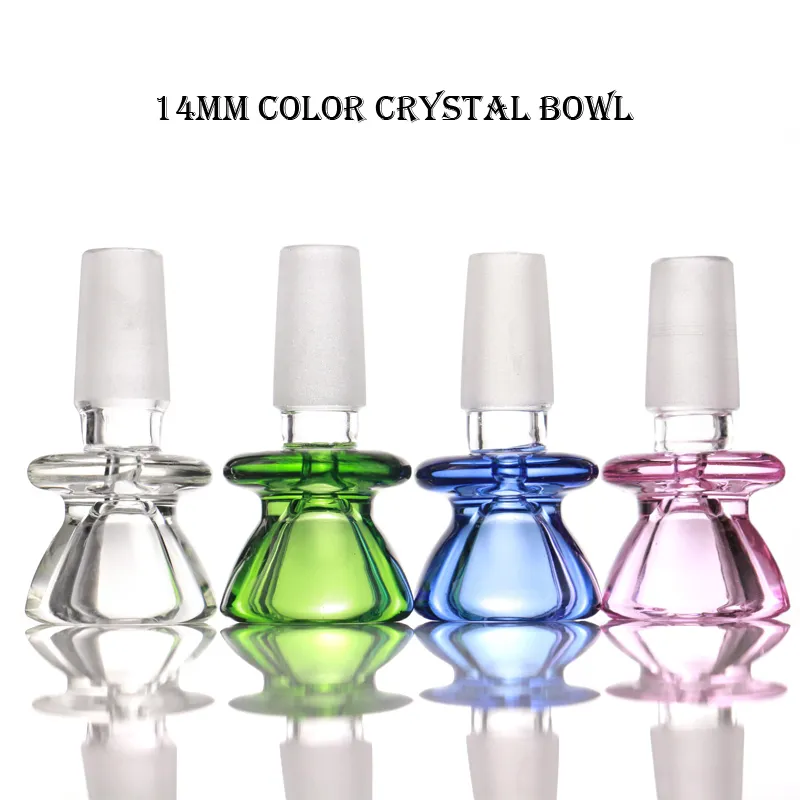 Hosahs Crystal Glass Color Bong Bowls Manlig bit för vattenrör 14mm skål Tung nyaste