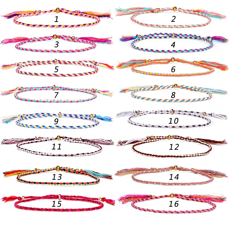 Kupferperlen-Quasten-Armband-Charme, handgefertigt, verdrehter Faden, geflochten, glückliches tibetisches Baumwollseil, verstellbar, Schmuck, Geschenke, heißer Verkauf, 0 99qx M2