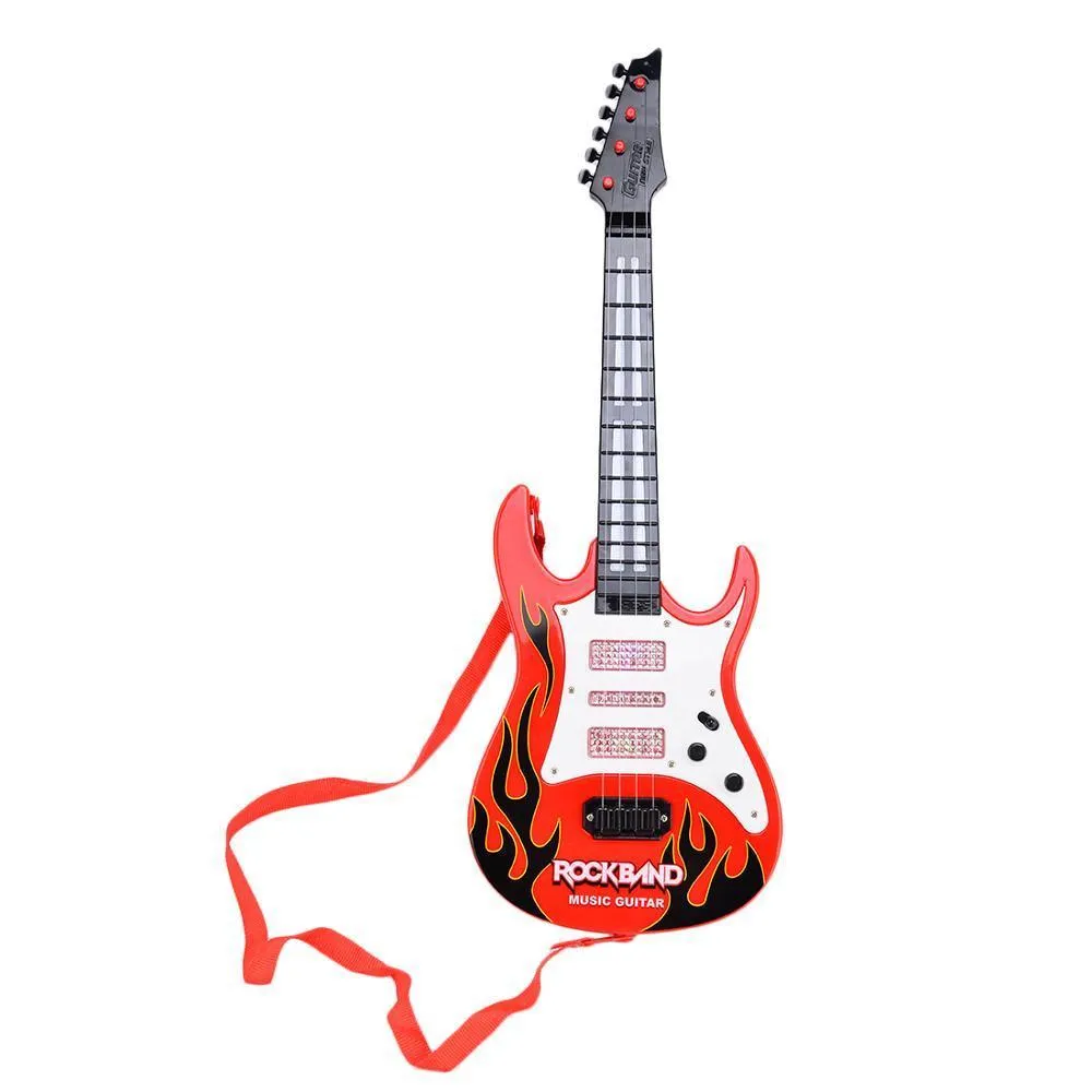 High Quality Hot 4 Strings Music Electric Guitar Kids Musical Instruments Educational Toys For Children Christmas New Year Gifts LJ200907