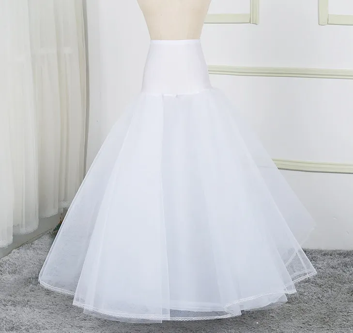 A-Line 2 Hoops Petticoats لالتزامات الزفاف الزفاف كرينولين أبيض طويل أسفل الطول