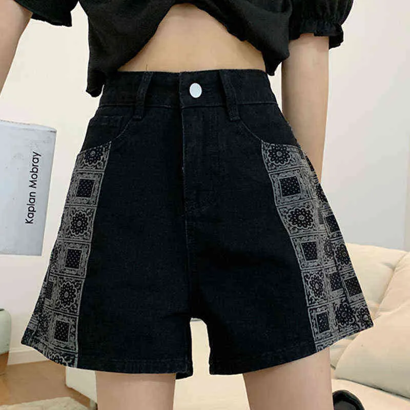 Large Shorts Black Jeans zipper women 2022 new summer fashion versatile straight tube High Waist Wide Leg hot pants Y220311