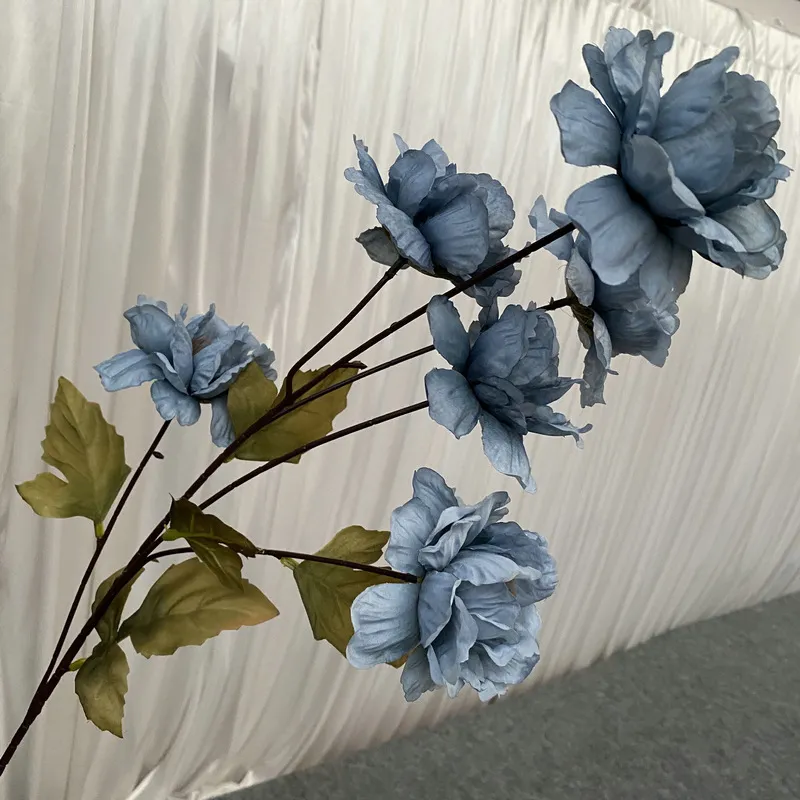 6 화이트 벨벳 모란 시뮬레이션 꽃 레스토랑 거실 연회 장식 꽃병 장식 꽃 촬영 소품 10pcs CX220214