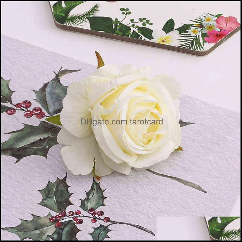 50/100pcs 6.5cm Artificial Sike Princess Rose Flower Heads For Home Wedding Decoration DIY Scrapbook Craft Supplies Fake Flowers