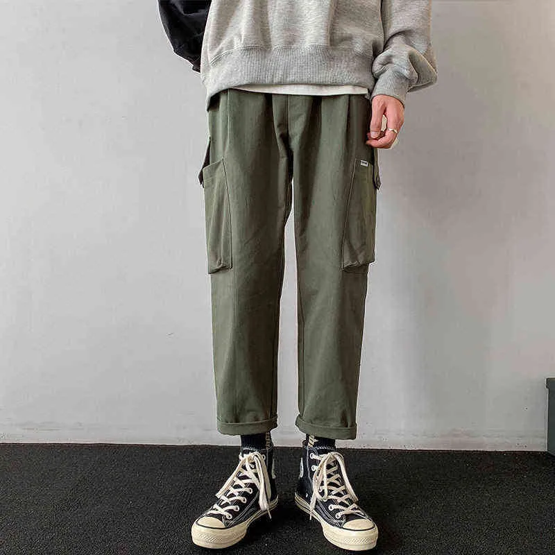 Spring And Autumn Loose Sweatpants Outdoor Work Cargo Pants Men Jogger Pockets Trend Straight Wild Casual Overalls Man 3XL G220224