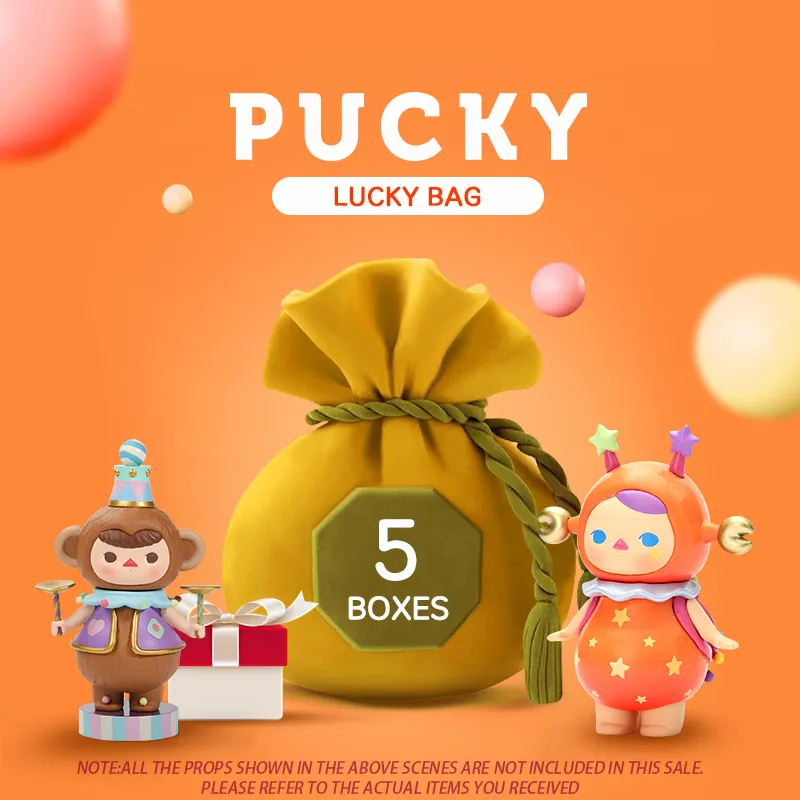 POP MART Pucky Suprise Lucky bag Series con 5pcs Blind Box Doll Binary Action Figure Regalo di compleanno Kid Toy spedizione gratuita LJ201031