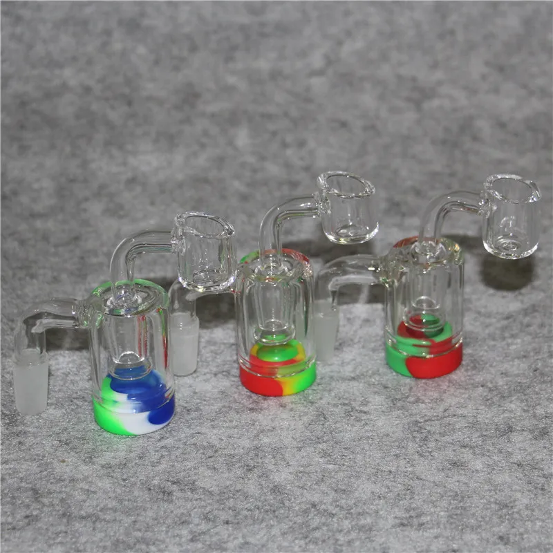 Beracky Shisha 14 mm 18 mm Glas-Aschefänger mit 5 ml Silikonbehälter, Reclaimer, männlich-weibliche Aschenfänger für Quarz-Banger-Glas-Wasserbongs