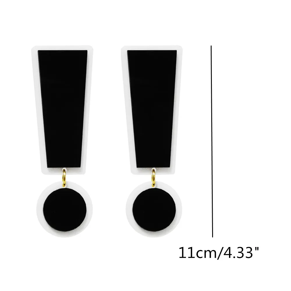 Mode Super Grote Zwart Wit Acryl Symbool Uitroepteken Dangle Earring voor Dames Trendy Sieraden Hyperbool Accessoires254w