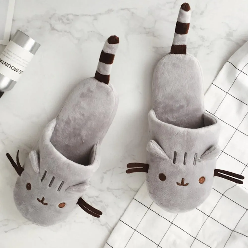 Pantoufles de maison printemps automne, intérieur chaud, chat mignon, dessin animé en peluche, voyage, avion, chaussure de maison pour femme