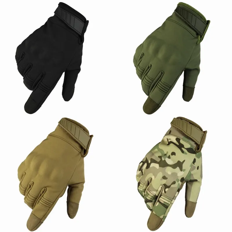 Nylon tactiek camouflage handschoenen effen kleur mannen mannelijke handschoen alle vinger waterdichte wanten winter warme outdoor sportaccessoires 28tf n2