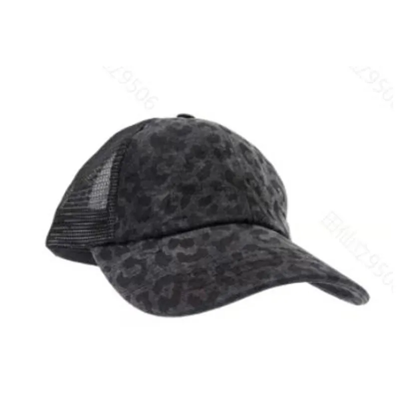 Leopard Ponytail Hat Criss Cross Washed Distressed Messy Buns Ponycaps Baseball Cap Trucker Mesh Hats ZZA3506