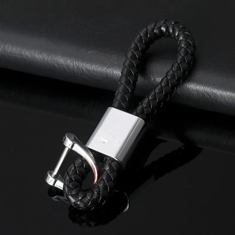 Leather Rope Car Key Chain Keychains Hand Woven Horseshoe Buckle Key Rings Couple Auto Gift Jewelry Keyring Holder