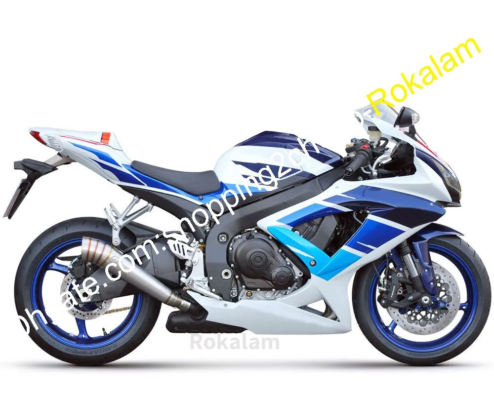 鈴木K8 GSXR600 GSXR750 GSXR 600 750 GSX R600 R750 2008 2009 2010モーターバイクブルーホワイトフェアリングキット（射出成形）