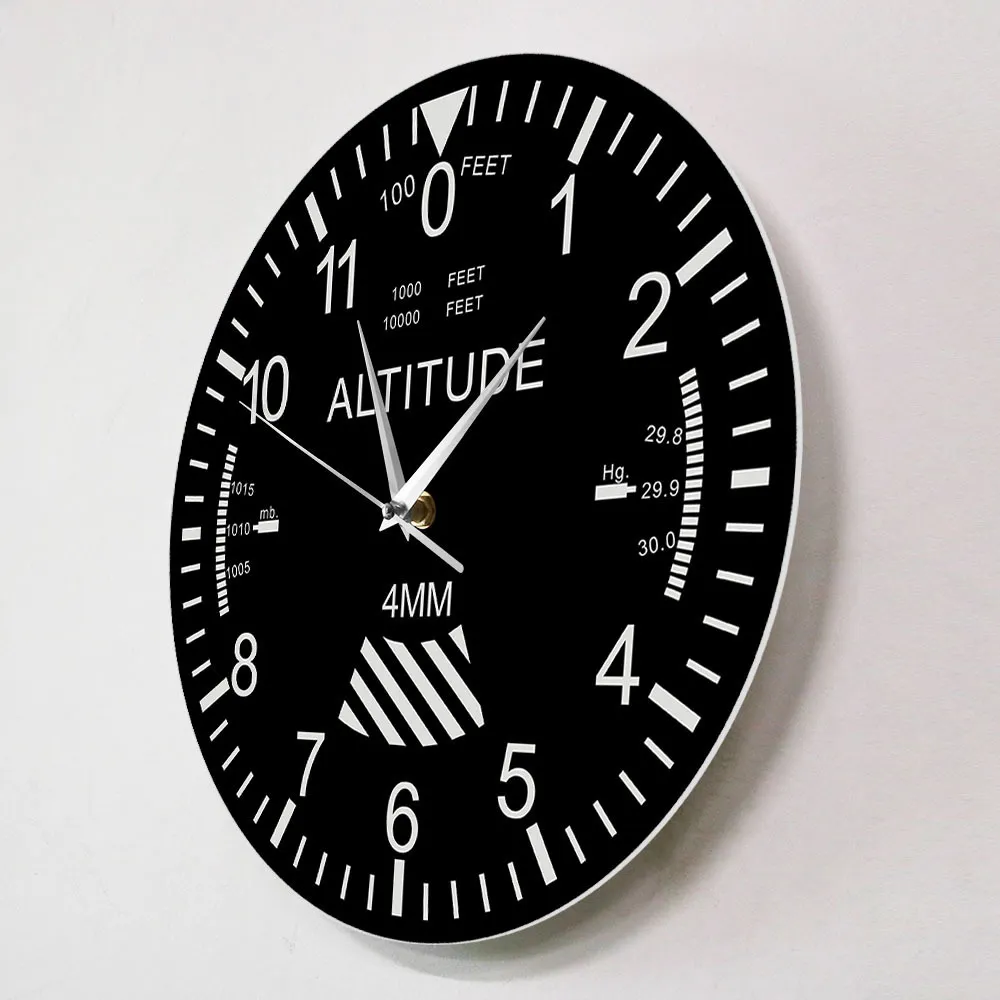 Altimeter Wall Clock Tracking Pilot Air Vliegtuig Altitude Meet Moderne Muur Horloge Klassieke Instrument Home Decor Luchtvaart Gift LJ201204