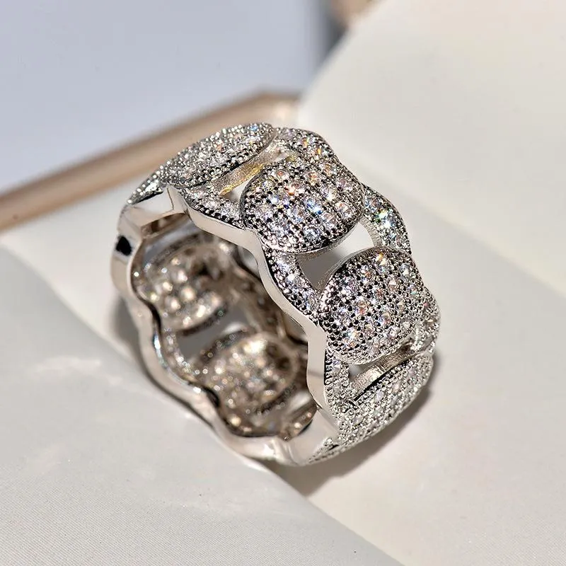 Cluster Rings 18K White Gold Jewelry Ring Women Origin Natural Moissanite Gemstone Pave Setting Engagement Box Men
