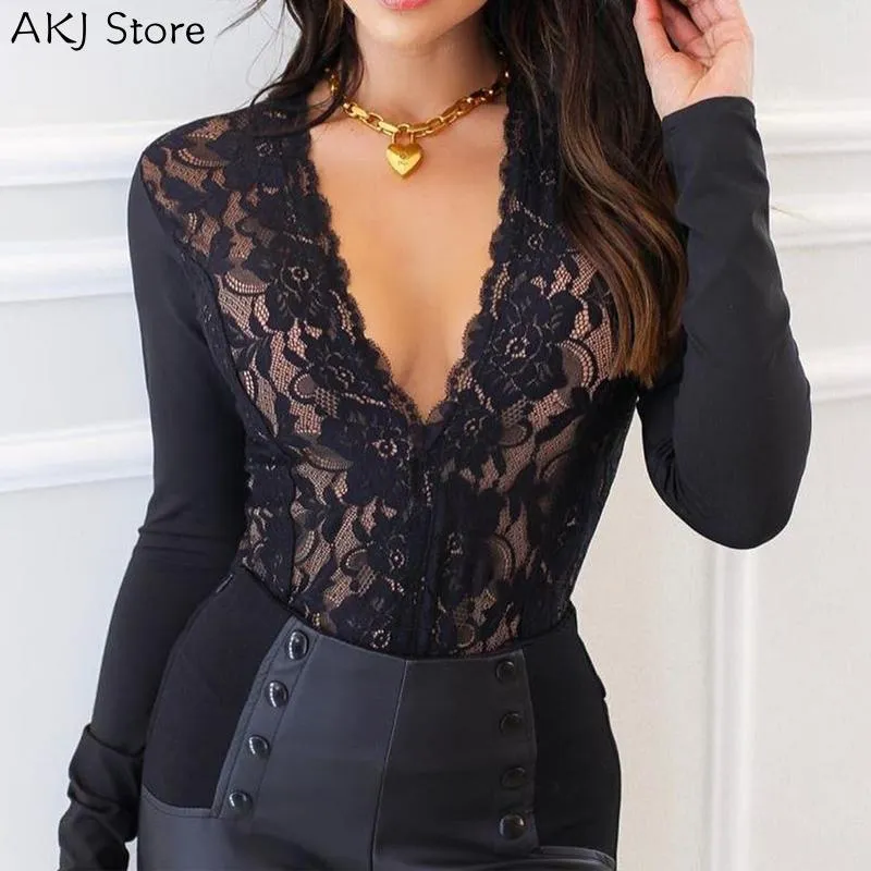 Blusas de sales encaje negro