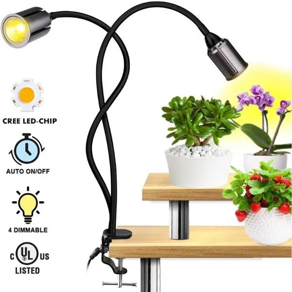 24W Dimmable Two-head Flat Clip Corn Grow Lights Full Spectrum Warm White Plant Light pour plantes d'intérieur