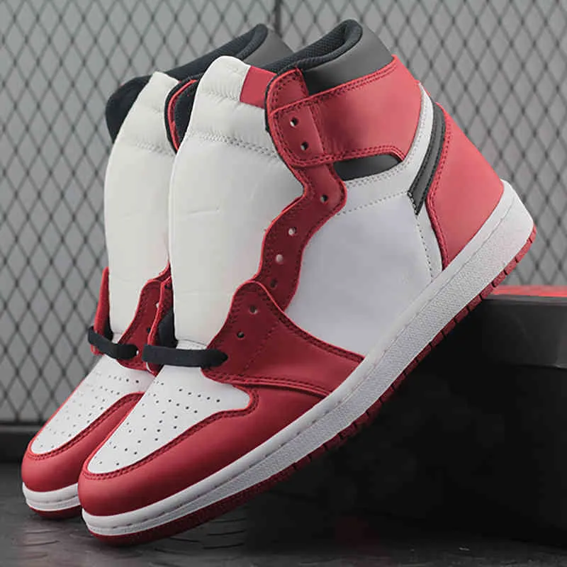 Top quality Men jumpman 1 basketball shoes Classic Chicago unique design White-red women's running sneakers non-slip wear-resistant With Box