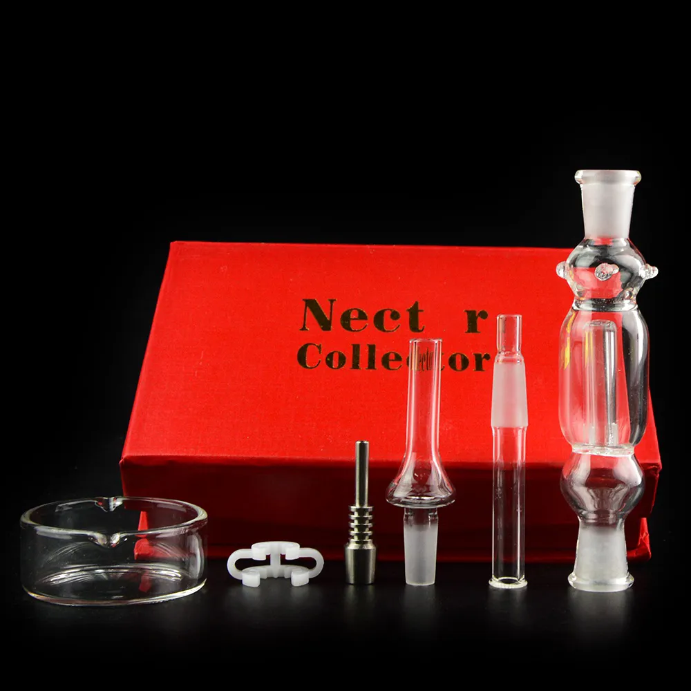 Nector Collector 10mm Gezamenlijke Titanium Nail Tips Keck Clip Hookahs Mini Oil DAB Rigs NC-kits met geschenkdoos Straw rokende pijpen NC01