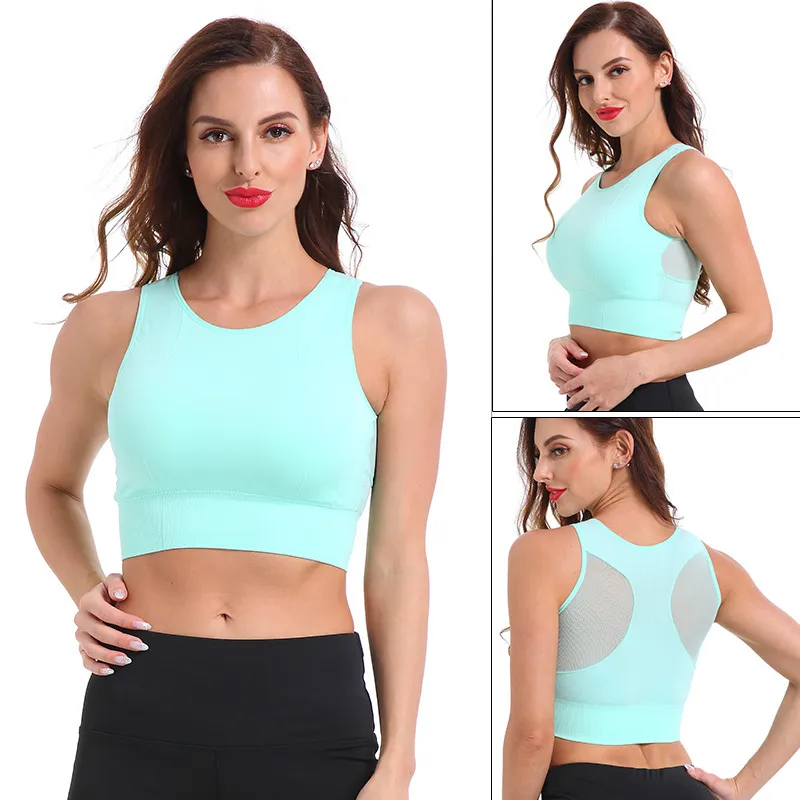 SEXYWG Top Women Yoga Shirts Breathable Mesh Shockproof Gym Running Sports  Bra Solid Seamless Fitness Yoga Sport Bh Bra Top Vest T200601 From Xue04,  $10.37