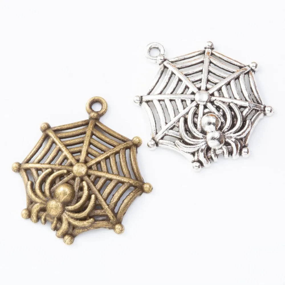 30st 35 * 31mm Antik vintage silverfärg Spindel Web Charms Metal Alloy Pendants för armband Halsband DIY smycken
