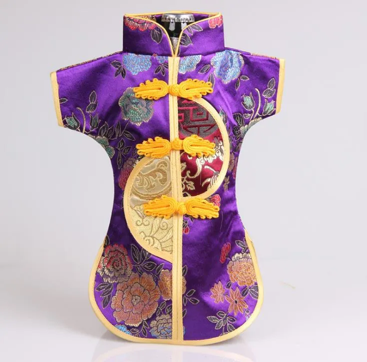 Chinês Handmade clássico roupas estilo seda garrafa de vinho tampa de ano novo banquete de natal mesa de jantar mesa decoração sn2292