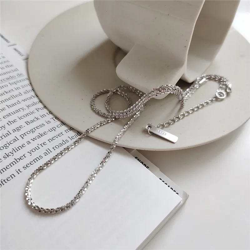 Ruiyi Real 925 Sterling Silver Girl Exquisite Popcorn Chain Chokers Women Cool BabysBreath Blomkål Corn Chain Short Halsband Q0531