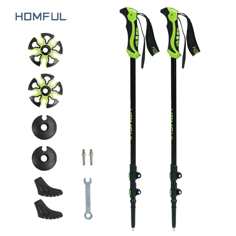 Homful para bastones de marcha nórdica camping senderismo ultraligero ajustable telescópico Alpenstock Trekking Pole llegada 220104