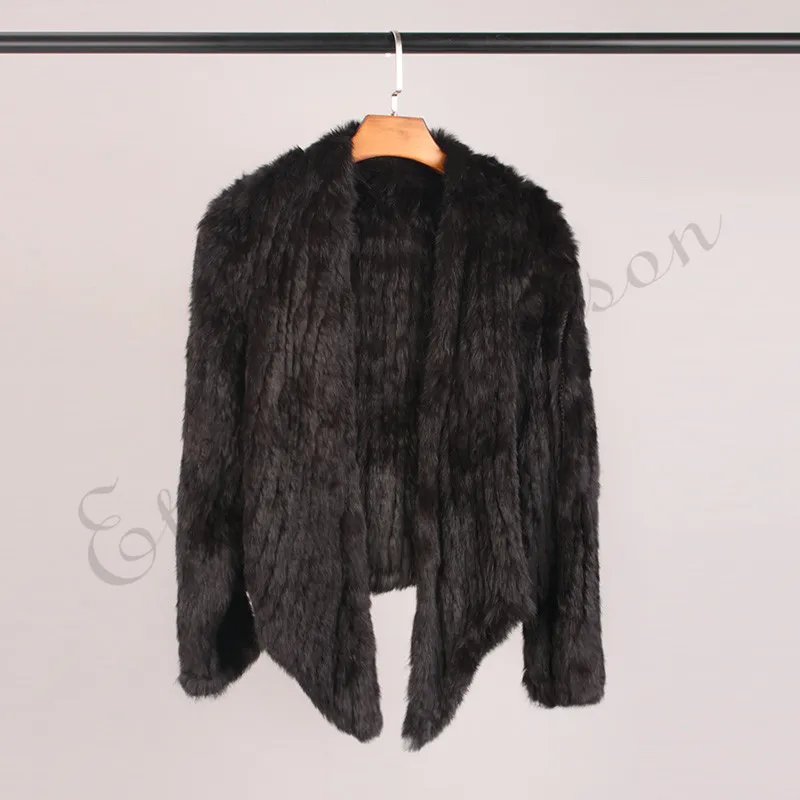 Handmade Irregular Collar Rabbit Fur Cardigan fur coat