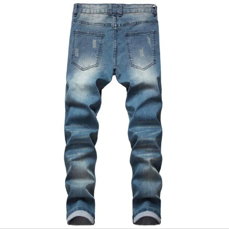 Fashion Men S Ripped Hole Jeans Casual Hombre Slim Fit Blue Black Trousers Pantalon Homme Male Hip Hop Denim Pants1