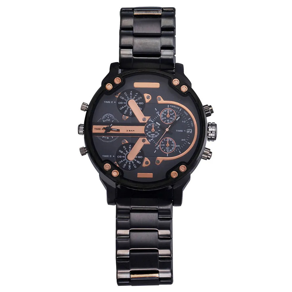 Modemarke Uhren Herren Big Case Edelstahlband Quarz-Armbanduhr 7312