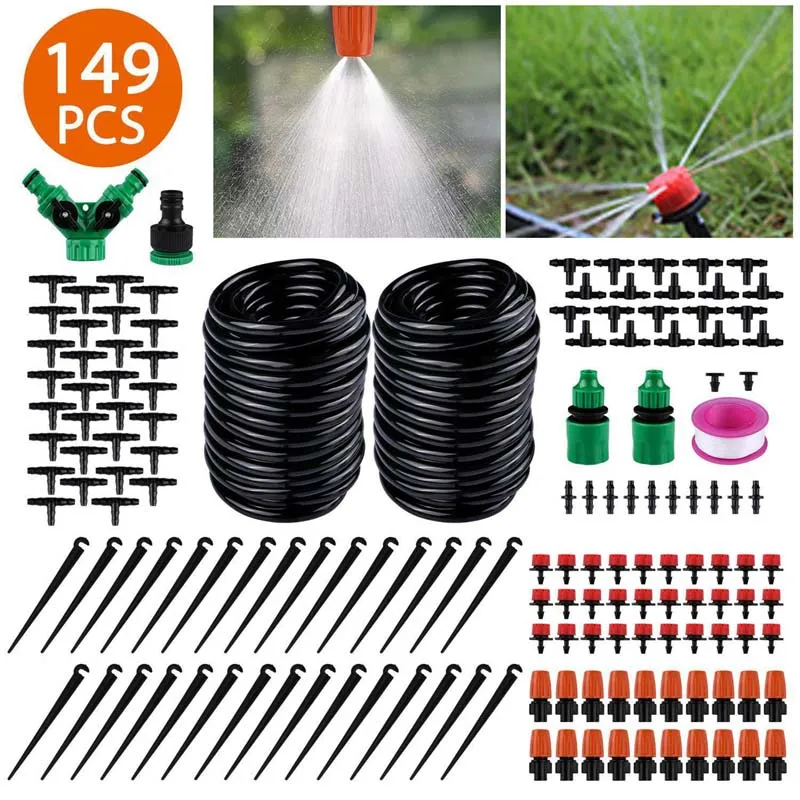 Wateringsuitrusting 30m DIY DRIP IRRigation System Automatische waterslang Slang Micro kits met verstelbare druppers Atomisatiekoelingsapparaat