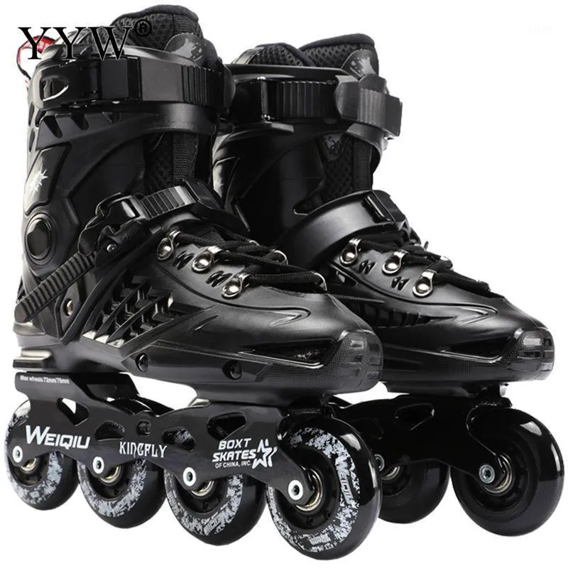 Inline Snelheid Skates Schoenen Hockey Roller Skates Sneakers Roller Blades Dames Mannen voor Volwassenen Black White1