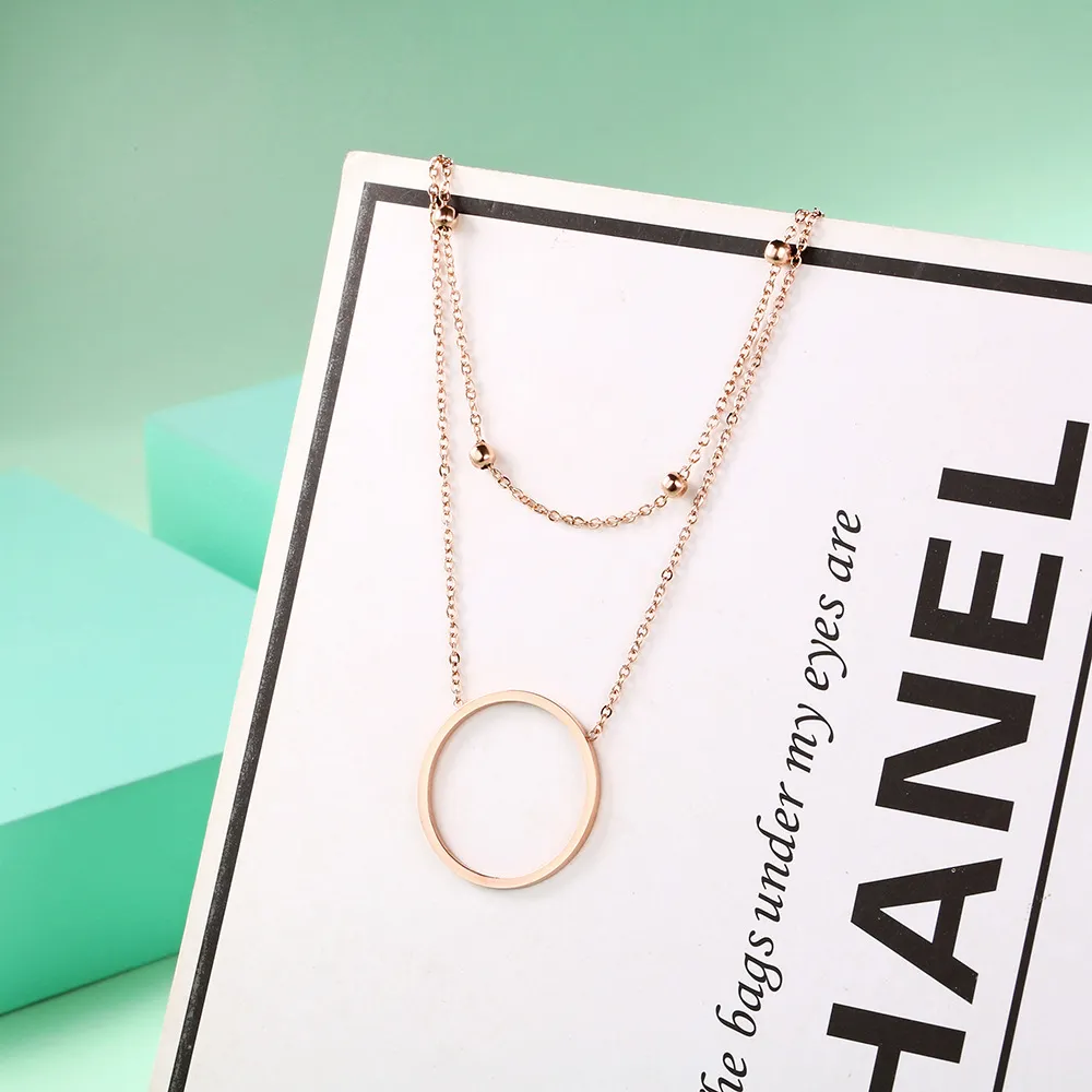 Handgemaakte hoge kwaliteit dames luxe cadeau sieraden hanger ketting rosévergulde roestvrijstalen grote cirkel charme ketting kettingen