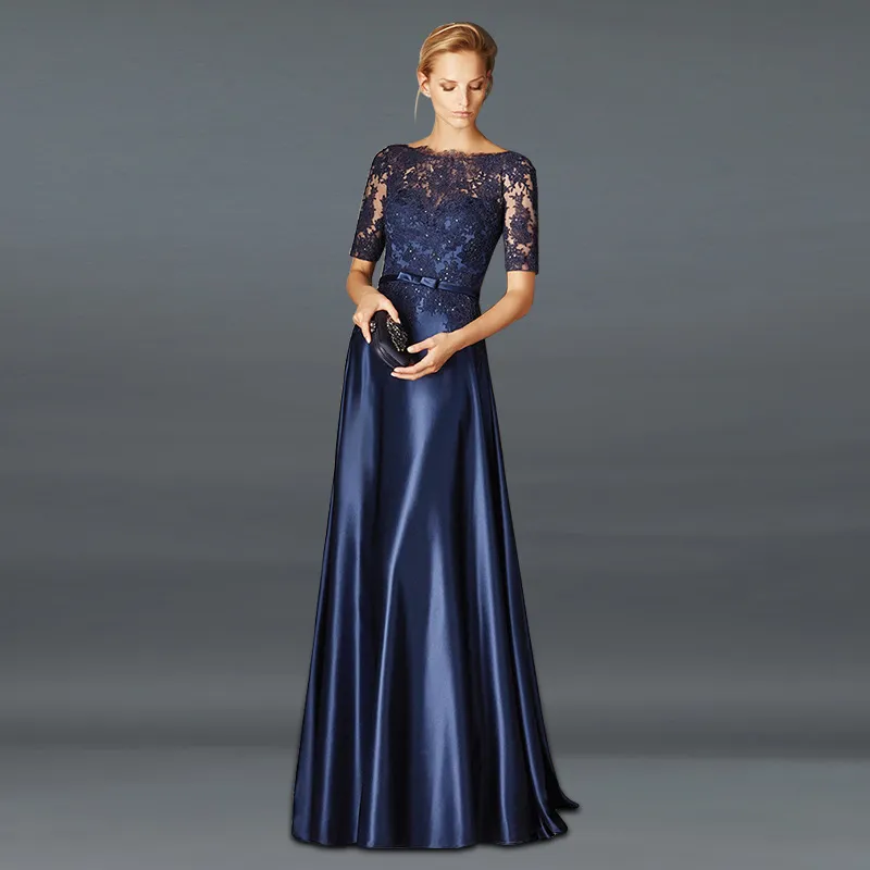 Elegant Navy Blue Satin Mother Of The Bride Dress ... From Chicweddings,  $117.23 | DHgate.Com