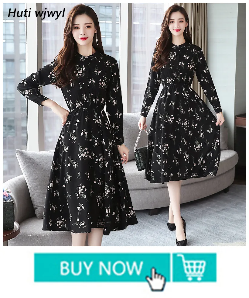 Floral Chiffon Maxi Dress Vintage Long Sleeve, Elegant