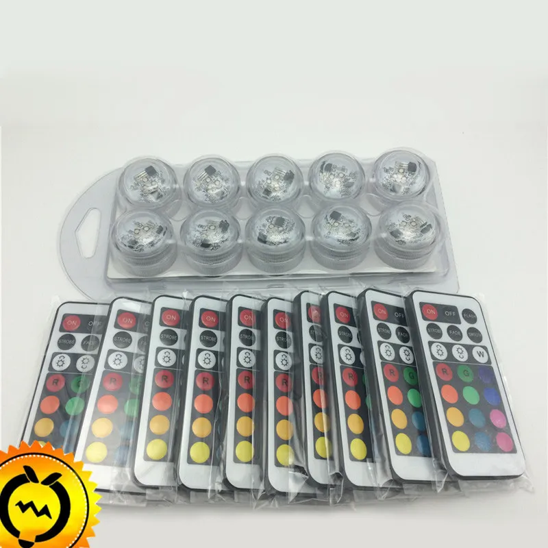 10pcs Party Tea Mini LED Lights With Battery Remote Control Submersible Table Lamp Indoor Decoration Christmas Wedding Lighting 201130