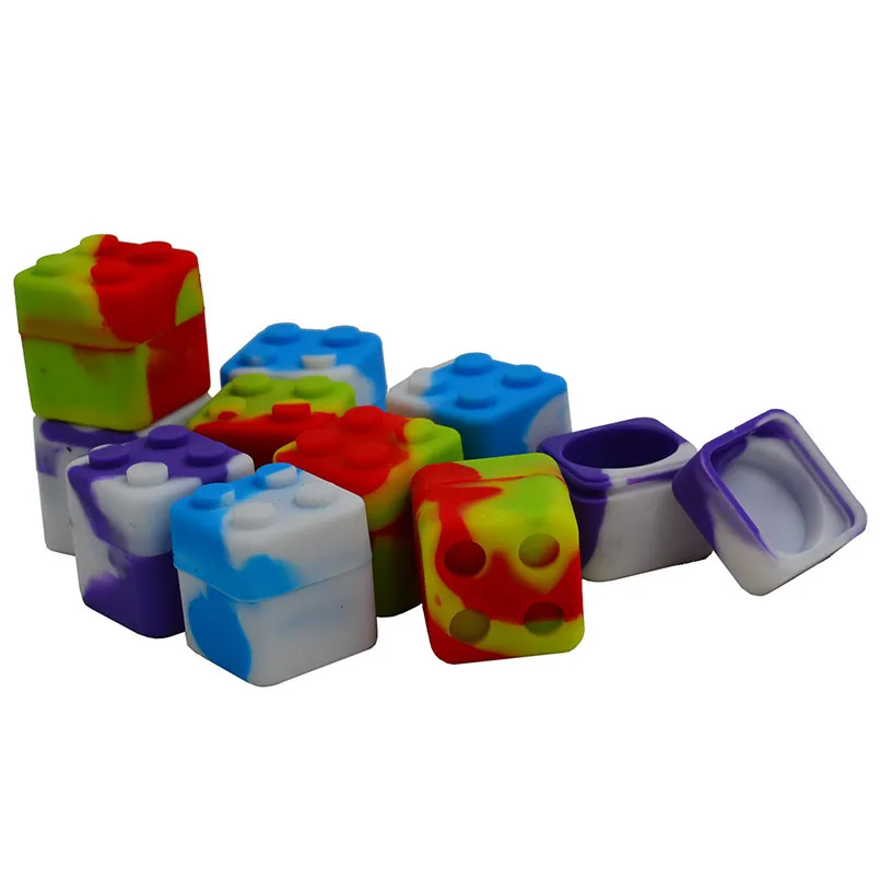 Square design silicone container 30mm x 30mm non-stick jar for wax ...