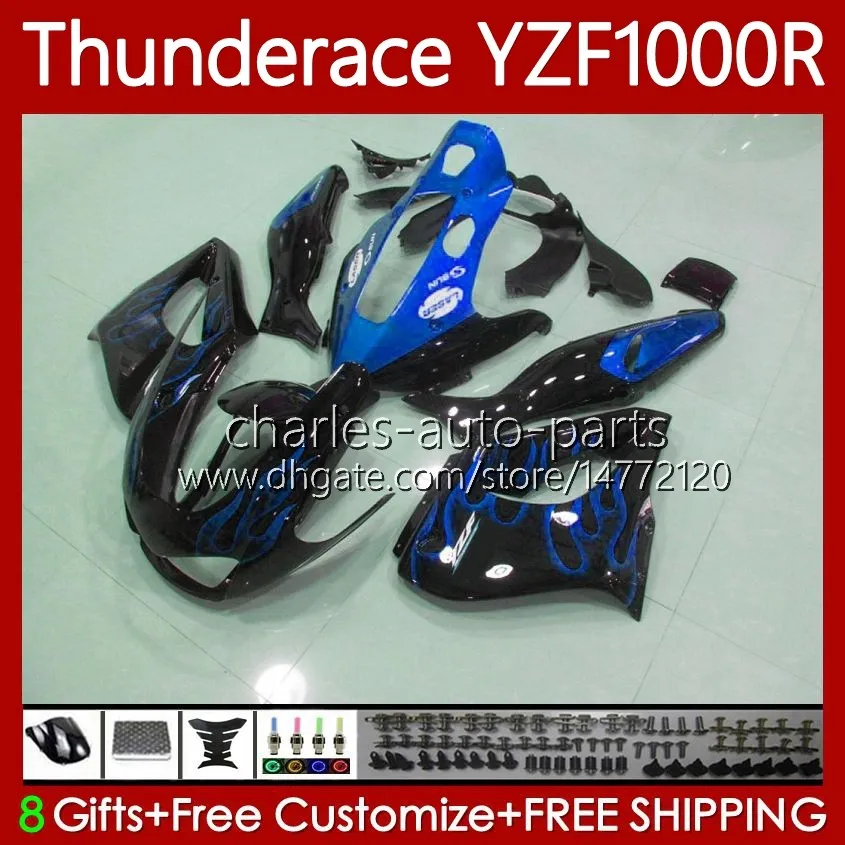 Verkleidungen für Yamaha YZF1000R Thunderace YZF 1000 R 1000R 96-07 87No.79 YZF-1000R 1996 1997 1998 1999 2000 2001 2002 2007 Blaue Flammen YZF1000-R 96 03 04 05 06 07 Body Kit