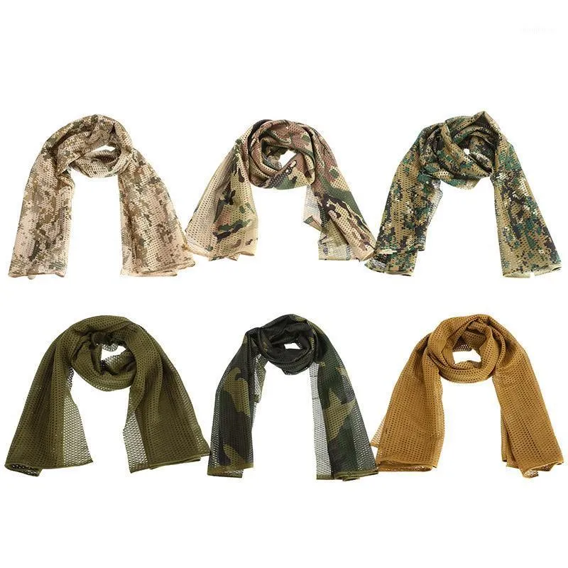 Cotton Military Camouflage Tactical Mesh Scarf Fish Net Neckerchief Camping Hiking Outdoor Sports Neck Warmer Scarves Cycling Caps & Masks