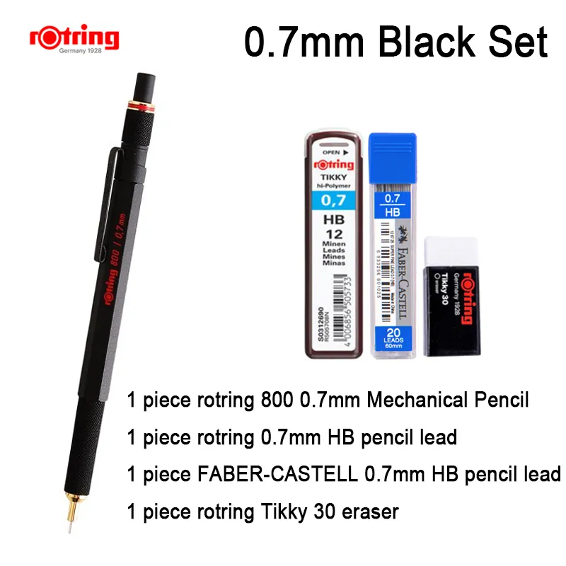2 pcs Set Black Rotring Tikky Mechanical Pencil with Leads 0.5