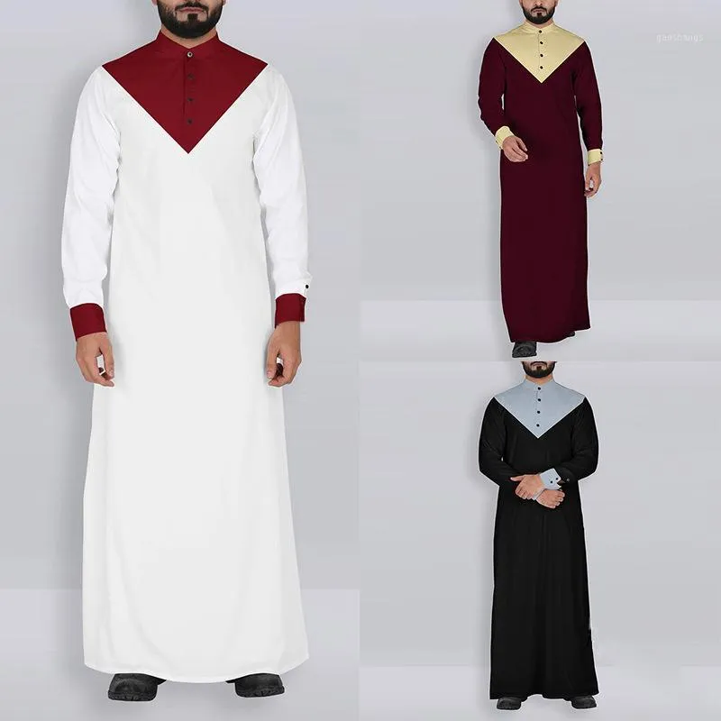 Kaftan 남자 이슬람 의류 Jubba Thobe Abaya 가운 두바이 사우디 아라비아 드레스 이슬람 전통 라마단 긴 소매 T Shirt1